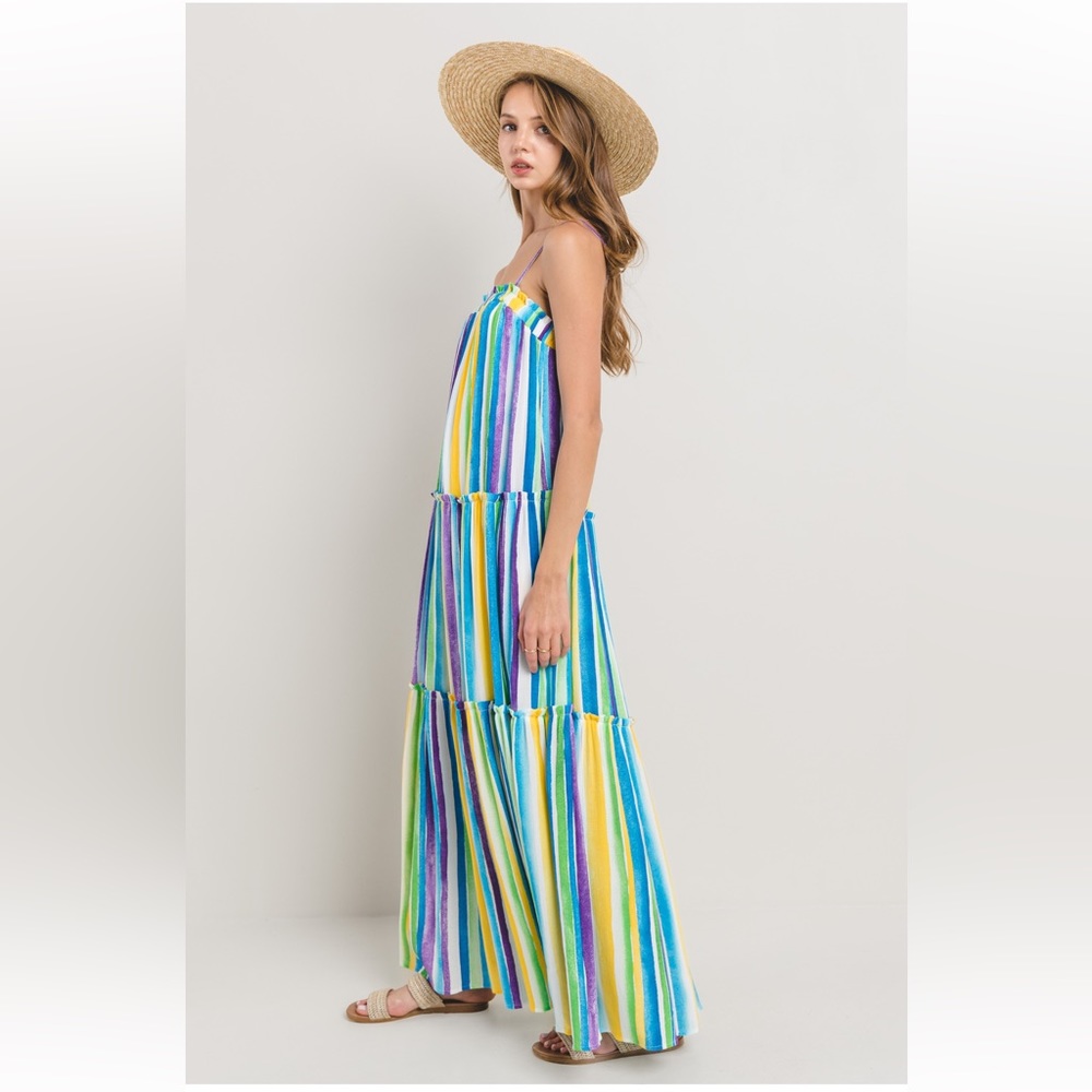 28 Fabulous boho Striped Ruffled Maxi Dress - Picture 5 of 6